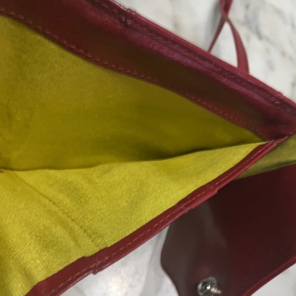 HOBO Int Red Glazed Leather String Wallet EUC - Picture 8 of 12